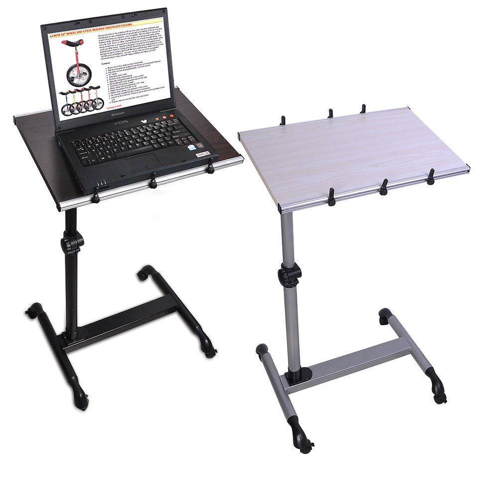 Mobile Rolling Laptop Adjustable Stand Desk Notebook Portable Table 