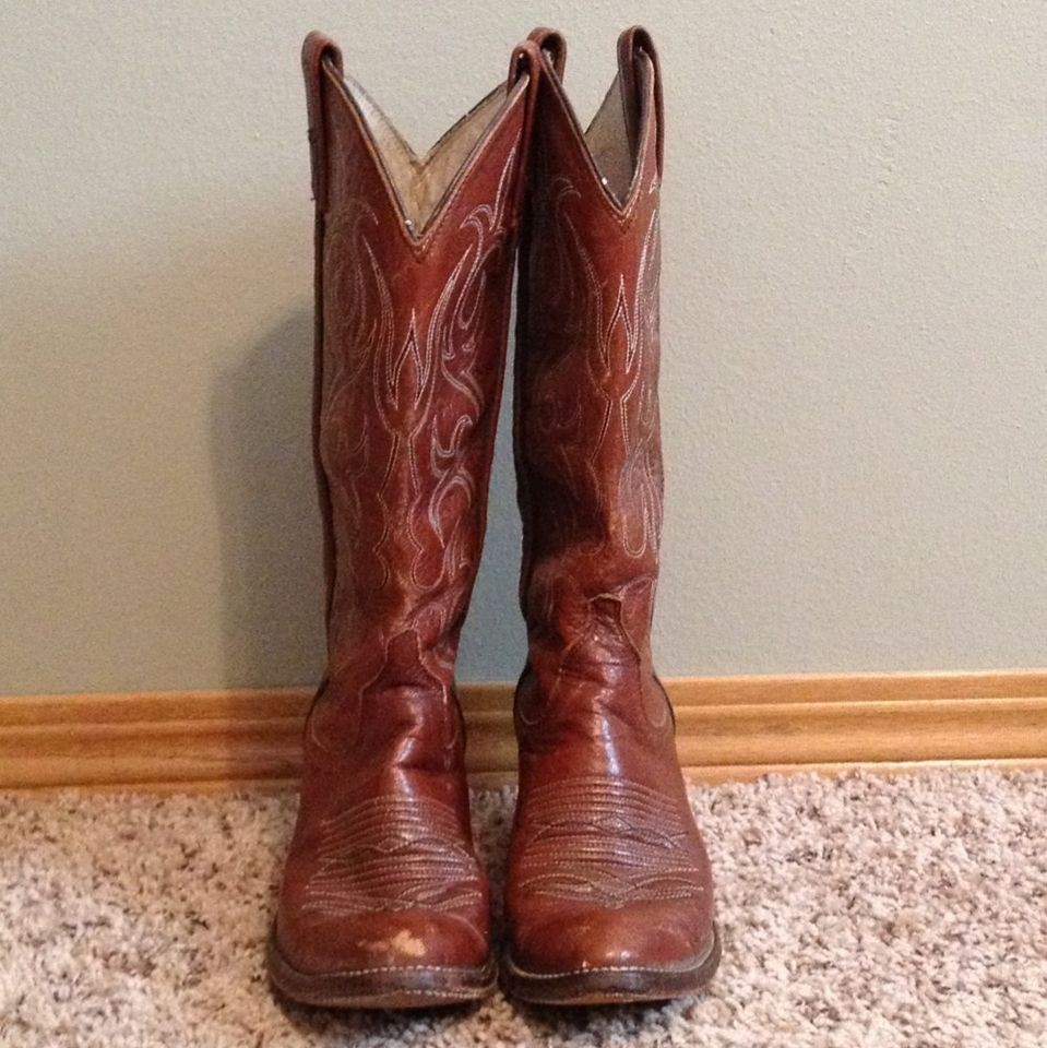 Dan Post Womens Brown Leather Cowboy Boots 5.5C Pre Owned