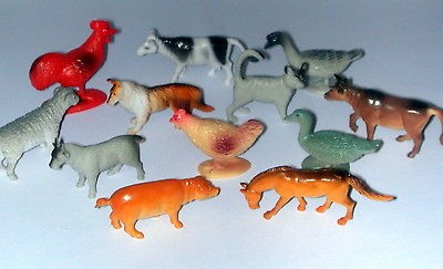 12 ~ FARM ANIMAL Figures Toys ~1.5   2.25 ~Hard Plastic~ NEW ~ FREE 