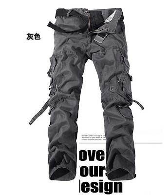 MENS CASUAL MILITARY ARMY CARGO CAMO COMBAT WORK PANTS TROUSERS 29 38 