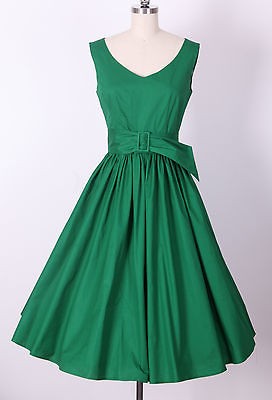 50s Audrey Hepburn Style Little Green Dress Size XS Pinup Vintage 