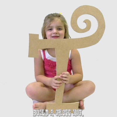 Unfinished Letters Curlz Paintable Large Letter Craft Wall Decor (T)