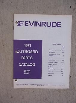 1971 Evinrude Outboard Motor Parts Catalog 85 HP Model 85193 Boat 