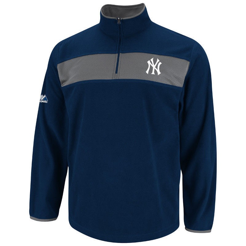 New York Yankees Checked Swing 1/4 Zip Micro Chiller Fleece Jacket 