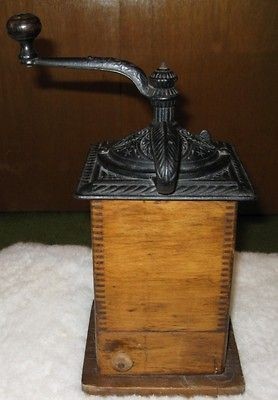 Antique Collectibles Cast Iron & Wood Coffee Grinder Mill large