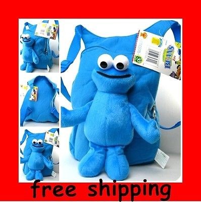 NEW Plush Sesame Street Cookie Monster doll Backpack bag / tote Free 