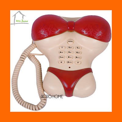 Tabletop CABLE Sexy RARE BIKINI Home Telephone Phone Retro Vintage RED 