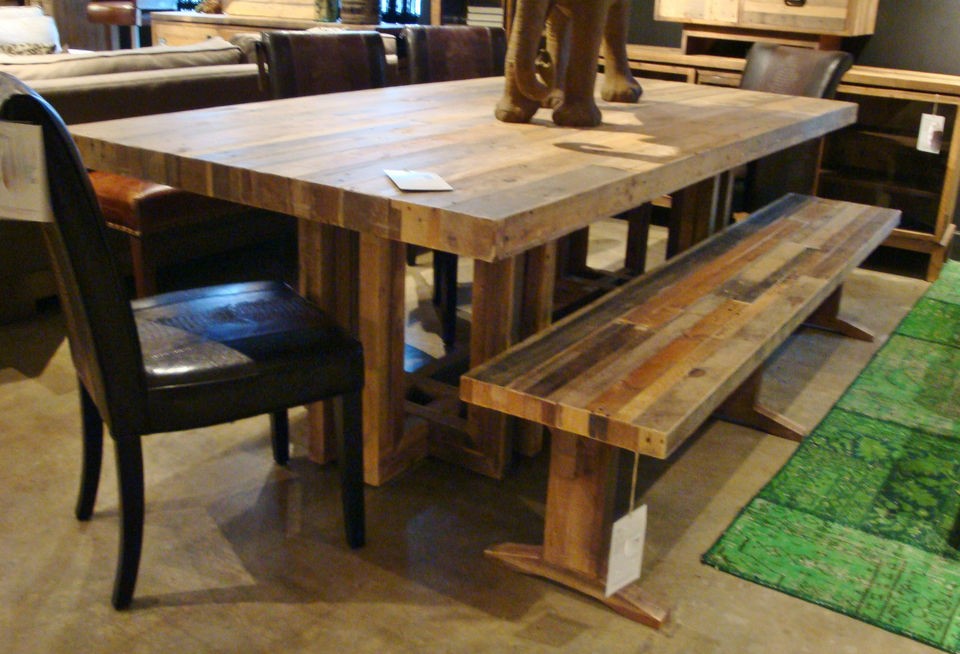Rustic Natural Reclaimed Wood Dining Table 95