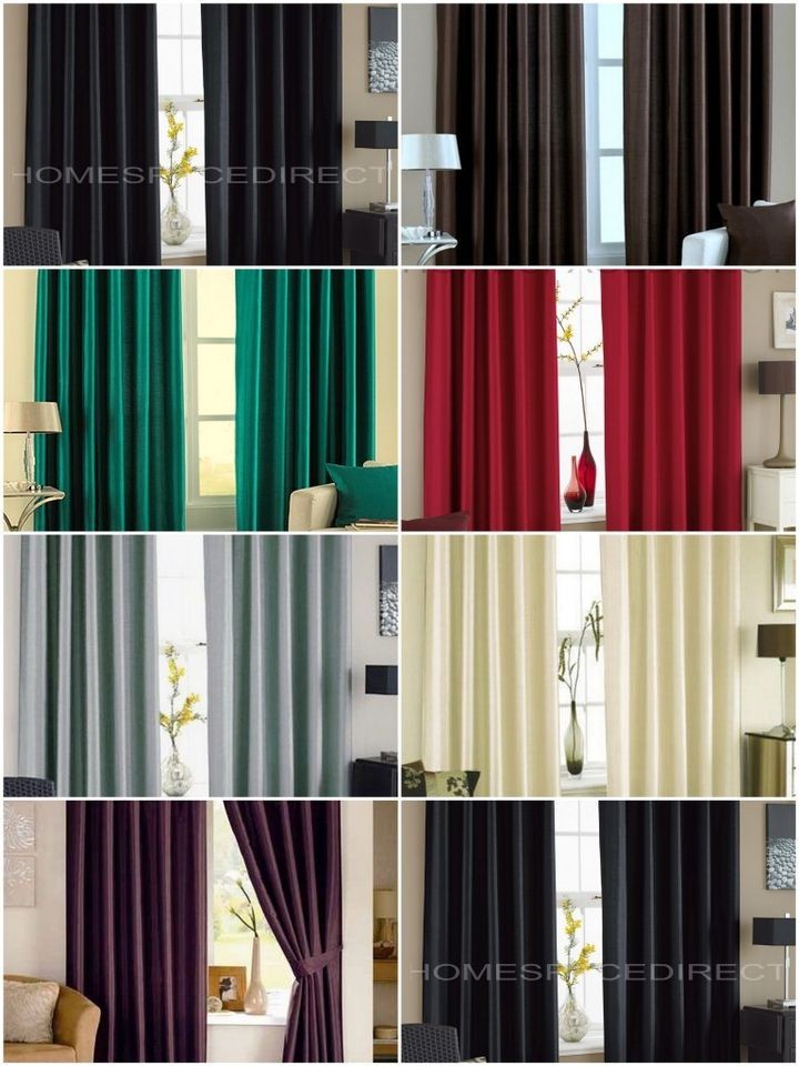 Faux Silk Curtains   Eyelet / Ring Headings with Matching Tiebacks 