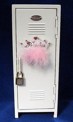Girls Mini White Locker Jewelry Box with Princess Magnet