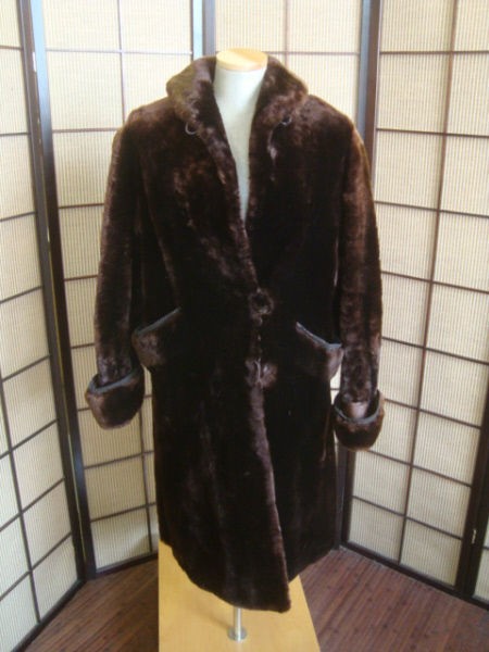 91216 Swing Long Brown Mouton Fur Woman’s Coat Jacket