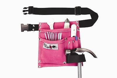 Pocket Suede Leather Womens Pink Tool Pouch Belt