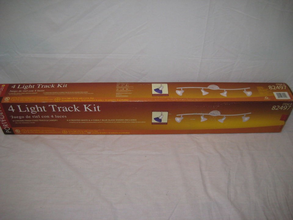 Portfolio 4 Light Track Kit w/ Glass Shades  Track Lighting NiB