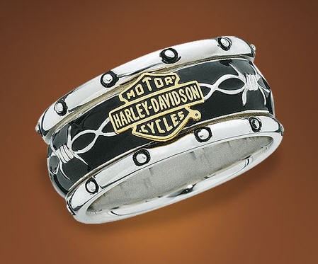Harley Davidson Rumble and Roll w Gold Emblem Mens Ring SZ 13 D4J8566