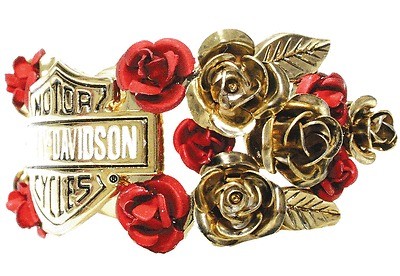 Harley Davidson Womens Shield & Roses Hair Ringz Ponytail Jewelry