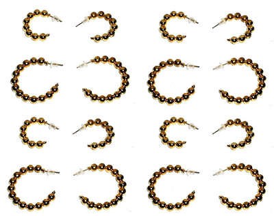 Lot 8 earrings Big Large & Small huggie hoop  Gold  Bulk Wholesale 