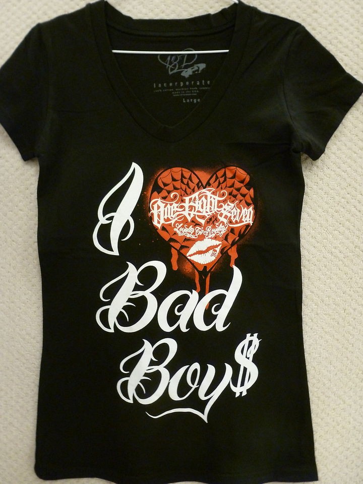 187 Inc Women T shirt Love Bad Boys V neck