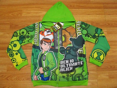 Ben 10 Ultimate Alien Hooded Jacket #989 Green Size 12 age 10 12