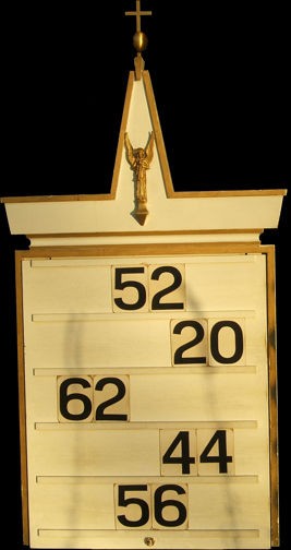 Vintage Hymn Board With Gilded Angel At Top