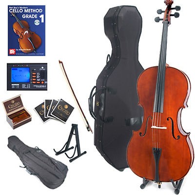 CECILIO 4/4 3/4 1/2 or 1/4 SOLIDWOOD CELLO + HARD CASE