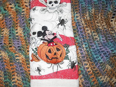 MICKEY MOUSE PUMPKIN HALLOWEEN embroidered kitchen towel