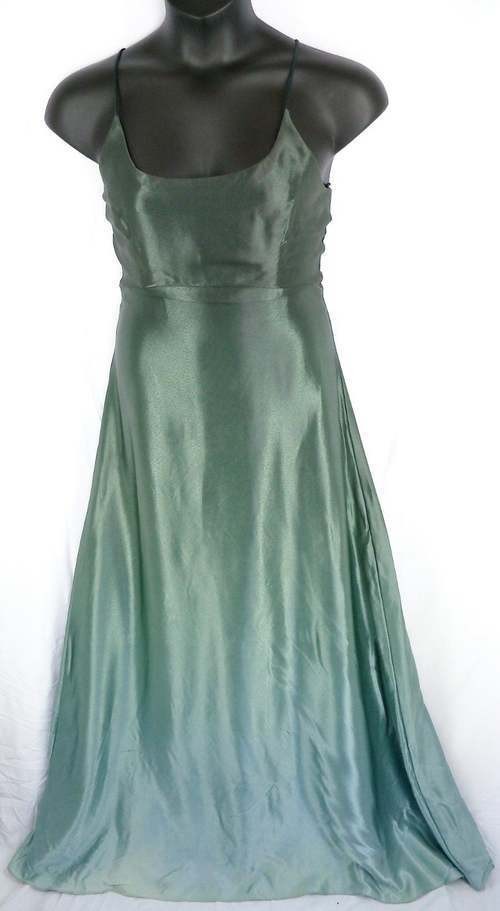 Vtg Green Ombre Dress Size 11 XS S Emerald Dip Dye Formal Prom 