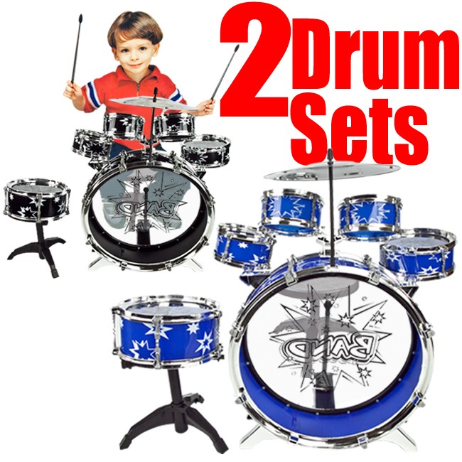   Drum Set Black & Blue Musical Instrument Music Band Child Kid Boy Girl