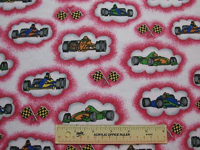 INDY RACECARS Checkered Flags Flannel Fabric (G1)