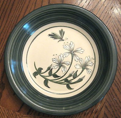 EAST TEXAS POTTERY Co / OVEN SAFE PIE PLATE Butterfly Flowers HTF 