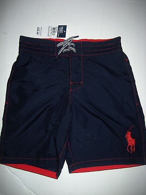 NWT Ralph Lauren BOY size 4 or 5 BIG PONY SANIBEL board short Navy 