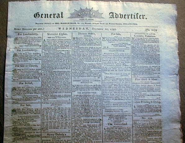   newspaper 1789 1797 durng GEORGE WASHINGTON ADMINISTRATION President