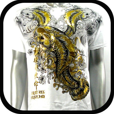 Artful Couture T Shirt Koi Fish Vtg AW17 Sz M L XL XXL Tattoo Rock 