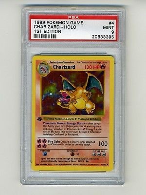 Pokemon Charizard 1st Edition Base Set Shadowless Card Graded PSA 9 