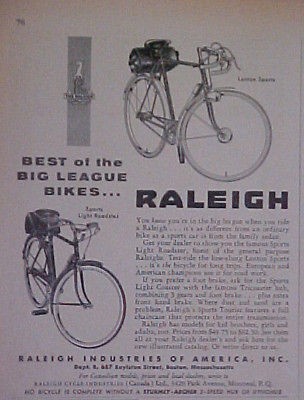 1955 Raleigh Bicycle~Boy Sports Light Roadster Bike Ad