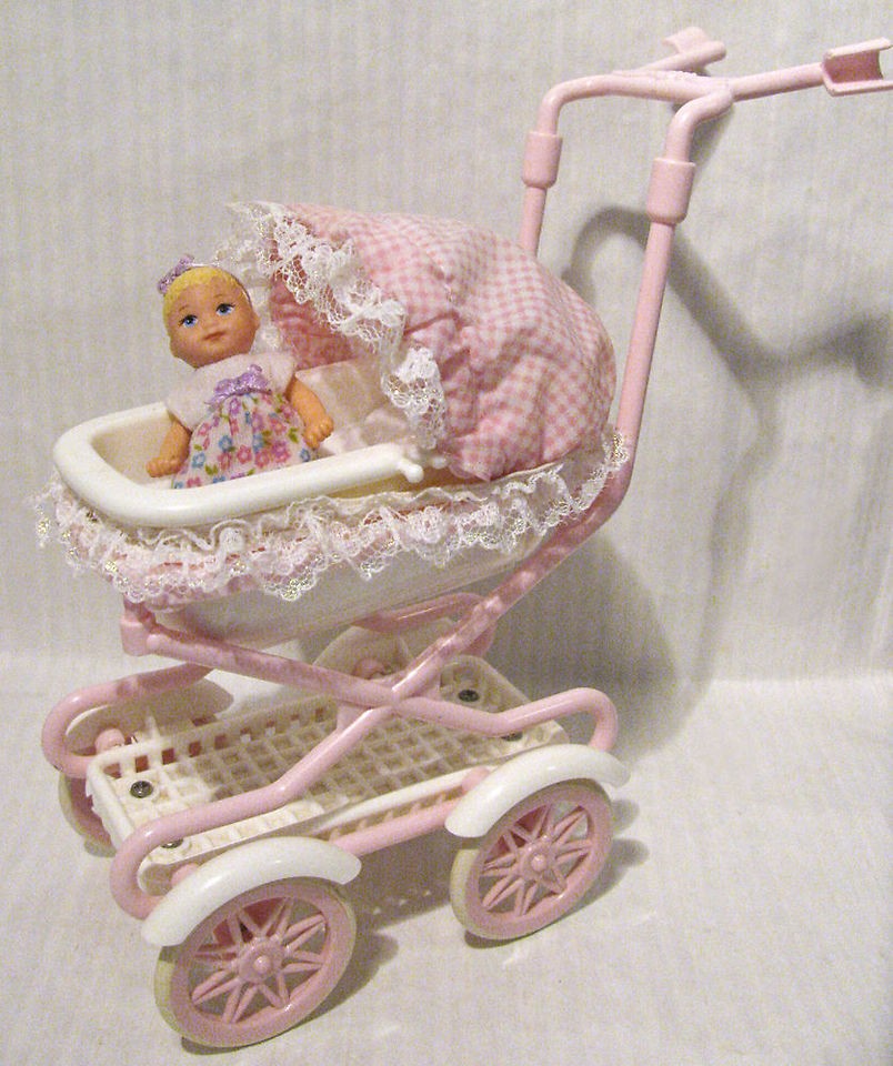 Barbie Baby Krissy Doll & Carriage Buggy Stroller Pram makes baby 