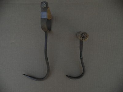 Vintage Hay / Bale / Meat hooks   Wooden handles; Metal fork/hooks