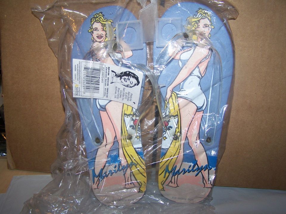 Womens Size SMALL 5 6 Marilyn Monroe BLUE Flip Flop Sandal shoe thong 