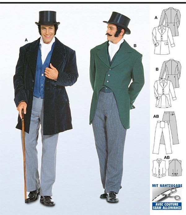   Victorian era Jacket, Vest & Pants Sewing Pattern 34 50   Burda 2767