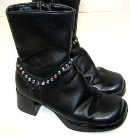 Candies Girls Rhinstones Black Boots Shoes Size 13.5 M