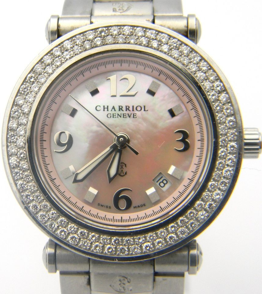 CHARRIOL Colvmbvs Swiss Diamond Bezel Stainless St. Ladies Watch $1699 