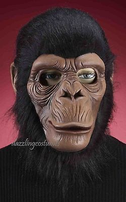 brown chimpanzee chimp latex fun fur mask jungle monkey costume 