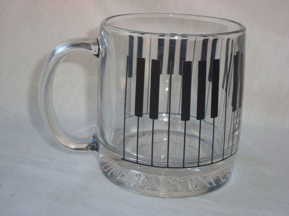 Glass Piano Keyboard Music Mug 12 oz Presidential Seal on Bottom Brand 