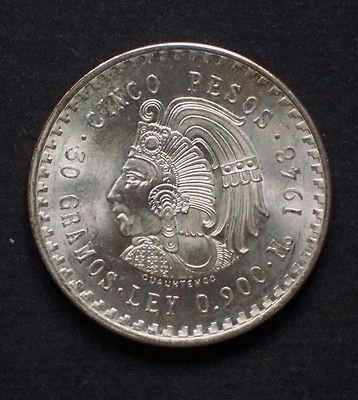 1948 MEXICO CINCO 5 PESOS ESTADOS UNIDOS MEXICANOS .868 SILVER COIN