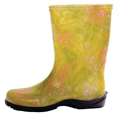 SLOGGERS TULIP GREEN PRINTED GARDEN BOOTS RAIN BOOTS WOMENS SIZES 6 11