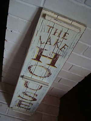 THE LAKE HOUSE RUSTIC WOOD SHUTTER SIGN Primitive Log Cabin Lodge Home 