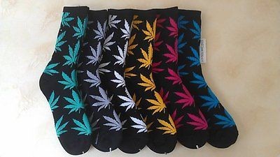 NEW HUF SF Plantlife 420 Crew Hi Socks Marijuana Weed Leaf Black Pack 