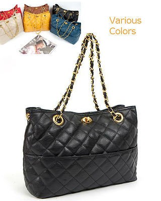 Quilting Gold Chain strap Handbag embossed leather quilted shoulder 