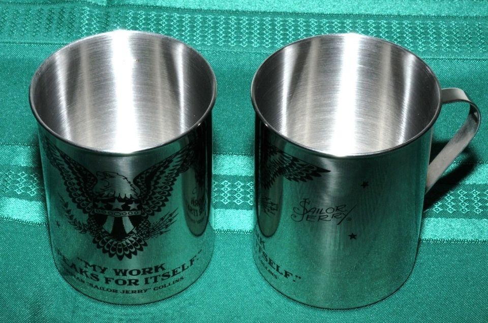 SAILOR JERRY TIN CUPS 2 cups stainless steel NEW FREE S