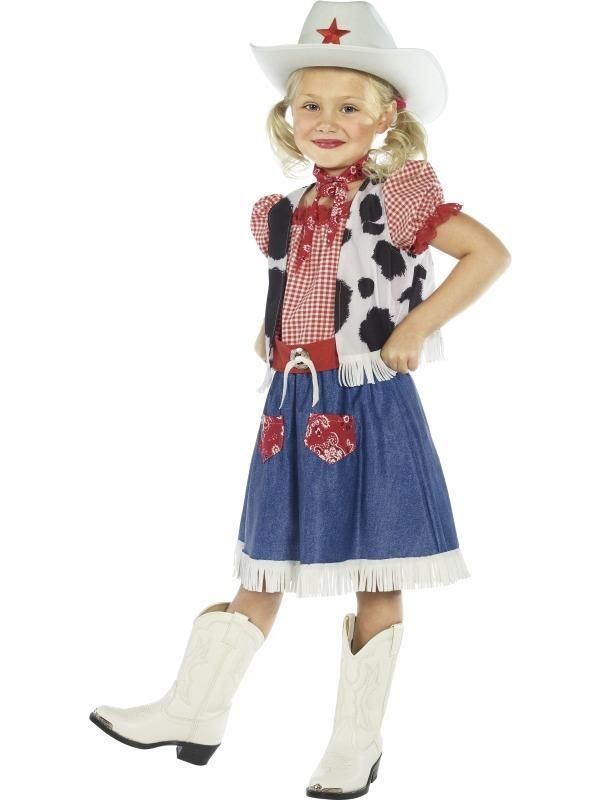 Kids Girls Cowgirl Sweetie Western Smiffys Fancy Dress Costume   Small
