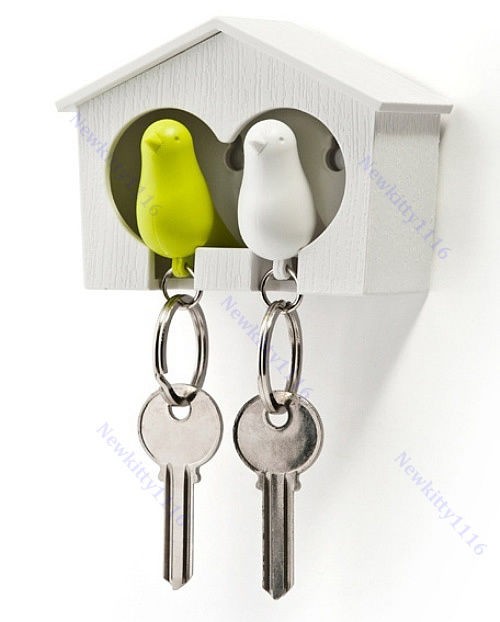 Lover Sparrow Key Ring Birdhouse Keychain Gadget Home Bird Nest Wall 